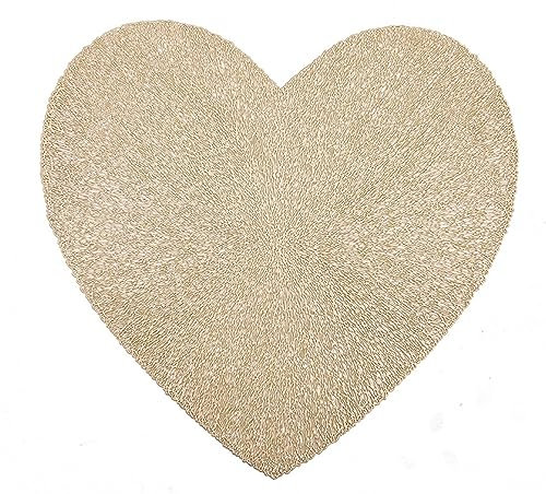 Hosoncovy Set di 4 tovagliette a forma di cuore, lavabili, in PVC, antiscivolo, resistenti al calore, per cucina e sala da pranzo, matrimoni (oro)