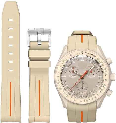 Niziruoup Kautschuk Armband für Uhr Omega x Swatch MoonSwatch Uhr 20mm Gebogenes Weiches Gummi Ersatzband Original Kautschuk Armband Sport Uhrenarmband Damen Herren