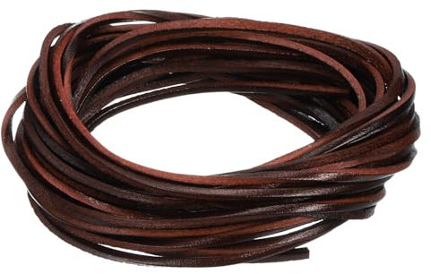 QUARKZMAN 5,5 Yard Lederschnur 5 Meter 2mm Vintage Flaches Lederband, 2mm Dicke Lederriemen Lederbänder für DIY Handwerk Herstellung Armbänder Geldbörsenriemen (Kaffee)