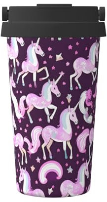 FRESQA Tazza termica da viaggio con unicorni rosa, perfetta per esterni e interni