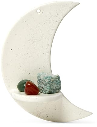 Amarcado Ceramic Moon Shelf for Nursury Decor - Celestial Wall Hanging - Over The Moon Baby Shower Decorations - Wall Decor Baby Gifts - Wall Mounted Floating Shelf