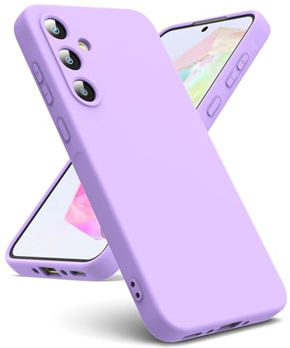 Oududianzi - Coque Compatible avec Samsung Galaxy A35 5G, [Silicone Liquide] [Intérieur Microfibre] Souple Étuis en Caoutchouc Housse Antichoc Protection Bumper Coque Samsung A35 - Mauve