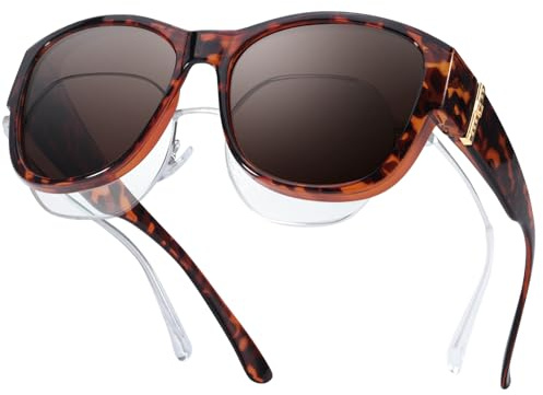 LVIOE Überzieh Sonnenbrille Polarisiert für Damen | Trendige Sonnenbrille Brillenträger mit UV400 Schutz Gläsern
