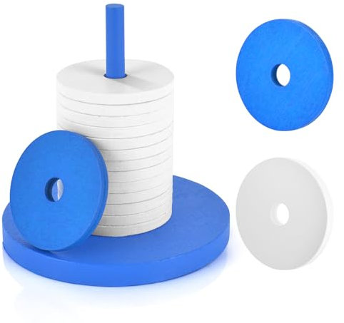 jiawaggag Schockbesteck Holz schocken Set mit 14 Scheiben und Ständer Schock besteck für Jule Meiern Maxen Mörkeln weiß und blau 10X10cm
