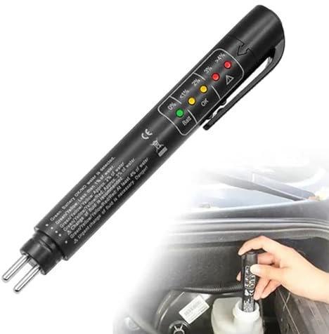 Tester Liquido Freni,Tester Olio Freni,Penna Tester Liquido Freni,Tester del Liquido,Con 5 LED Indicatore,Test Freni diagnostici Auto per DOT3 DOT4 DOT5,Escluse le batterie