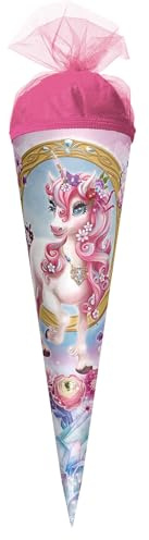 ROTH Schultüte klein Einhorn Beauty 22 cm - rund,Tüllverschluss - Zuckertüte Einhorn Beauty Schulanfang