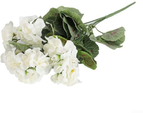 Künstliche Geranien, realistische Geranien für Busch, künstliche Geranien, Seidenblumen für den Innen- und Außenbereich, Zuhause, Garten, Tischdekoration, Hochzeitsdekoration, Weiß (Weiß)