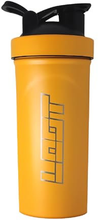 LOOT - Orange Devil Fruit Metallshaker 750ml | Eiweiß Shaker mit Druckverschluss und Mess-Skala | Fitness Shaker für klumpenfreie Shakes | BPA und DEHP frei