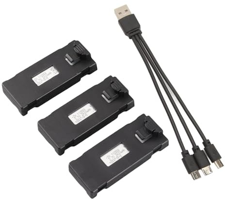 Yosoo Health Gear Batterie pour Drone RC E88 E88Pro LS E525 E525Pro, Kit de 3 Batteries Lithium 2600mAh avec Câble de Charge 3 en 1