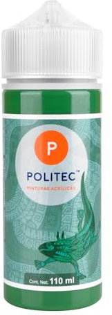 Politec - Pintura Acrílica de Calidad Profesional, Impermeable, Resistente a la Luz, para Lienzos, Tela, Madera, Cristal, Piedras, Pintura textil, Pintura para Lienzo. (Verde Oro #330)