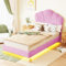 Azkoeesy LED-Einzelbett, Polsterbett mit LED-Beleuchtung, Kopfteil und Lattenrost, für Kinder und Mädchen, Samt (Rosa, 90x200 cm)