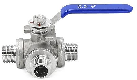 USKI 3-Wege-Kugelhahn, 1/2 Zoll, 3/4 Zoll BSP-Außengewinde, Edelstahl 304, Ventilgriff, Kugelhähne, LT-Anschluss(3/4,L Type)