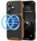 TENDLIN Magnetische Schutzhülle Kompatibel mit iPhone 16 Hülle Holz und Carbon Textur Design Leder Hybrid Handyhülle (kompatibel mit MagSafe) Schwarz
