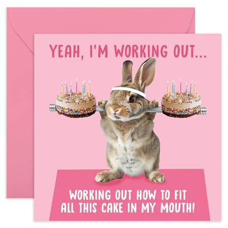 Central 23 Hasen-Geburtstagskarten für Freunde – Working Out Cake Bunny – Lustige Geburtstagskarten für Frauen Männer – Grußkarten für Mama, Vater, Sohn, Tochter – Geschenke für Sie und Ihn, mit