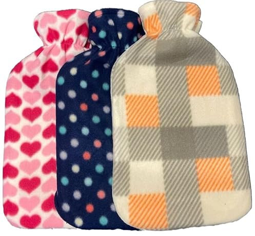 Zerox World Large 2L Hot Water Bottle with Soft Fleece Cover 2 litres Hot Water Bottle with Soft Polyester Fleece Cover Natural Rubber Bottle 2L