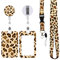 BSITSSS Ausweishülle mit Band Leopardenmuster, Kartenhülle mit Schlüsselband, Ausziehbarer Schlüsselanhänger Badge Holder, Ausweishalter mit Clip für Frauen, Lehrer, Krankenschwester, Doktor, Student