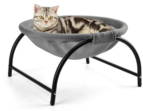 LIFLIX Elevated Cat Hammock Bed with Removable Washable Mesh, Easy Assembly Indoors Outdoors(Gray)
