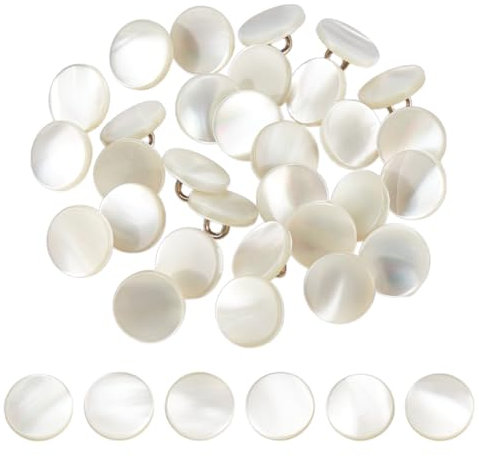 NBEADS 30 Stk. Shell Shank Knöpfe, 11mm Weißer Schaft Knopf Perlmuttknöpfe mit Stiel Natürliche Perle MOP Knöpfe Shirt Shell Knöpfe für Kostüme Nähen DIY Crafts Häkeln Ornament