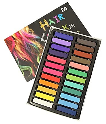 Temporäre Haarfarbe, Kreide, 24 Farben, waschbar, temporäre Haarfarbe, Pastellkreide-Set, Haarfarbe für Kinder/Erwachsene/Party/Cosplay/Festivals