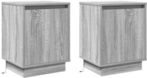vidaXL Nachttisch mit 2 pcs Grau 39 x 34,5 x 50 cm Holzwerkstoff, Eleganter Nachttisch, modernes Möbel, vielseitiger Stauraum, minimalistisches Design, schick und praktisch.