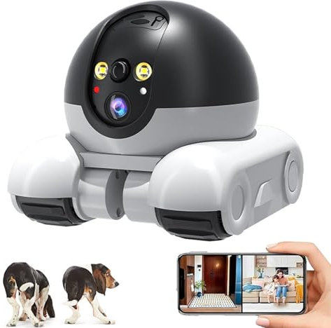 Generico Blinky Bot Camera,Robot Camera,Robot Camera on Wheels,1080p HD 4G/Wi-Fi Mobile Pet Cameras with 2-Way Talk,Night Vision,Smart App Control (White)