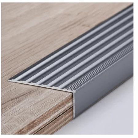 Songnim Treppenkantenleiste aus Metall für Vinylböden, 5 cm breit, rutschfest, für den Innen- und Außenbereich, Stufenkantenschutz, Reduzierstück