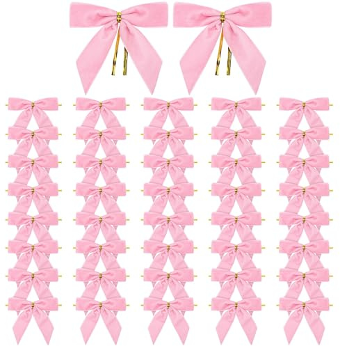 Schleife Deko Kleine Rosa Schleifen Satinband Geschenk für Valentinstag Geschenkverpackungen Weihnachten Hochzeit 48 Stück