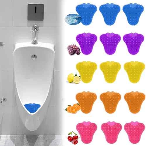 SUQ 15PCS Urinalsieb mit Duft, Urinal Sieb Desodorierer, Urinaleinlage ​Passend Pissoirsieb Lufterfrischer Einsatz 30 Tage, spritzfreie Urinalmatten, Ozean, Zitrone, Orange, Lavendel Geschmack