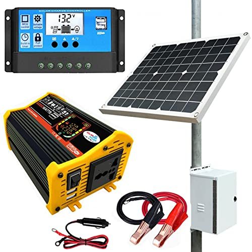 Kit de panneaux solaires, système d'alimentation hors réseau complet avec batterie et onduleur, 1000 W de puissance continue, affichage LCD 500 W, haute efficacité pour la maison et le bateau