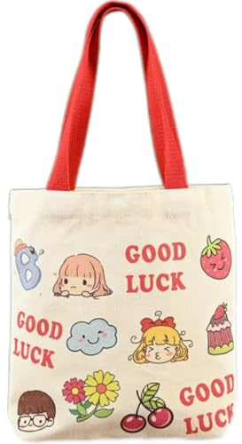 x trade Women's Bear Kawaii Canvas Shoulder Bags Rabbit Panda Pattern Hobo Crossbody Handbags Preppy Alt Casual Tote (Girl)