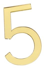 3D House Number Chrome Adhesive, 3D Acrylic Door Number Plate 0-9 Multicolor 5x3.3cm(Gold 5)
