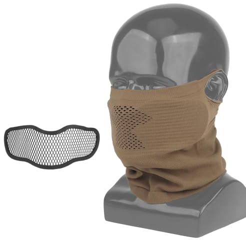 Cagoule en Filet pour Airsoft avec Grille de Protection Amovible en Fil d'acier, Demi-Masque Russe Respirant pour Airsoft, pour Le Paintball Le Vélo et Les Activités de Plein Air