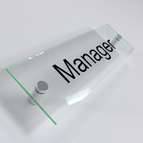 Office Door Wall House Number Sign Plaque- Quality Glass Effect Acrylic Perspex (Manager)