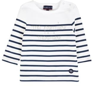 Armor Lux Unisex Baby ma 1ère Marinière T-Shirt, Weiß (400 Blanc/Navire 400), 3-6 (Herstellergröße: 6 Monate)
