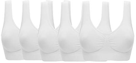 ohlyah Nahtloser bügelloser Damen-BH mit herausnehmbaren Polstern, 5er-Pack, Weiß, Weiß, Weiß, Weiß, Medium