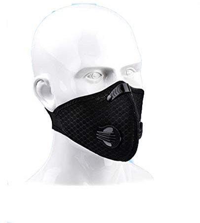 JPOJPO Staubmaske wiederverwendbar Aktivkohle staubdicht Atemschutzmaske Kohlefilter Radfahren Gesichtsmaske UV-Schutz für Männer Frauen, Schwarz , Einheitsgröße