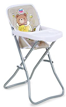 Teorema Giocattoli - Seggiolone Giocattolo per Bambole con Telaio in Metallo, Seggiolino per Bambole Altezza 54 cm, Cucito in stoffa, Con Vassoio e Porta Tazze