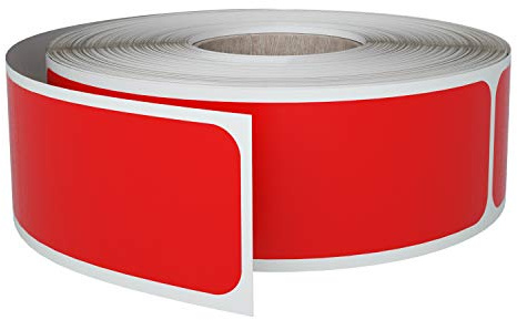 Royal Green Rectangle Labels, 3x1 Inches, Sticker Roll - 250 Pack | Red writable labels with permanent adhesive. Great for bins, boxes, inventory, shipping & organization.
