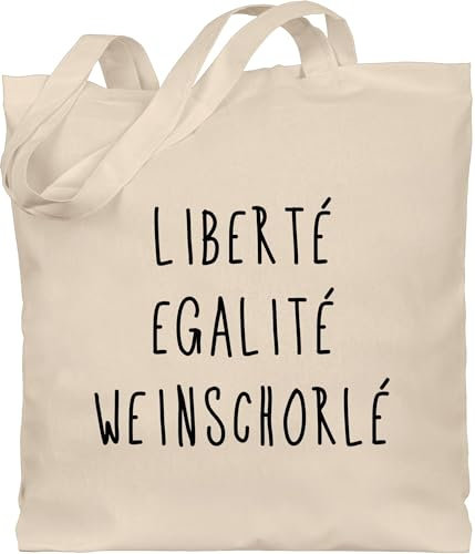 Baumwolltasche - Sprüche Statement mit Spruch - Liberte Egalite Weinschorle schwarz - Unisize - Naturweiß - geschenke für weintrinker beutel+mit+sprüchen+lustig sprueche wein beutel