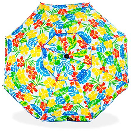 Parasol de Plage modèle 200 cm avec Spirale et Poteau de Course Total, 8 Baleines Protection Totale Contre Les Rayons UV (Hawai)