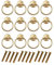 12PCS Vintage Kitchen Cupboard Knobs Pulls Handle Painted Gold Round Cabinet Knob Retro Drawer Door Cupboard Dresser Drop Ring Pull Handle with Screws (Gold)