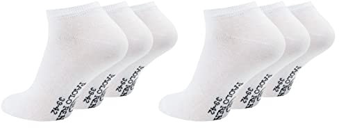Paolo Renzo Sneaker Socken Damen & Herren aus Baumwolle 6 Paar Unisex Sneakersocken Kurze Socken OEKO-TEX Standard 100 Größe 39/42 Weiß
