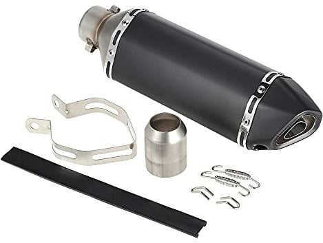 Shkalacar 38-51mm schwarzer Kleiner Sechskant-Schräg-Schwanz-Refit-Auspuff-Schalldämpfer mit Sitz für Motorräder ATV Universal