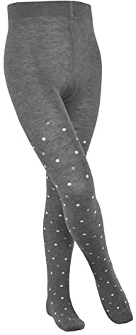 FALKE Unisex Kinder Strumpfhose Multidot K Ti Baumwolle dick gemustert 1 Stück, Grau Light Grey 3400, 134-146