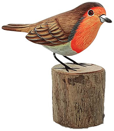 Dekovogel Holzvogel - Rotkehlchen - Handgeschnitzt, Fair Trade
