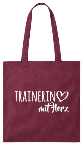 Huuraa Jutebeutel Trainerin mit Herz Geschenk | Baumwollbeutel 10 Liter Stoffbeutel Beutel aus Baumwolle Tasche Geschenkidee Einkaufstasche Langen Henkel