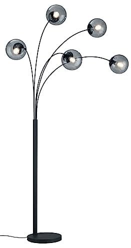 Trio Leuchten Stehleuchte Balini 408500542, Metall Anthrazit, Glas rauchfarbig, exkl. 5x E14