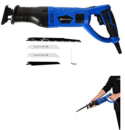 Saber Saw 750W Electric Saber Saw with Saber Saw Blade 4 Pieces, Professional reciprocating Saw 2700RPM, Number of Strokes, 115mm max, Stroke Length 20mm, Jigsaw for Wood Metal