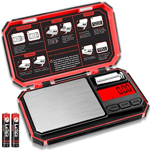 UNIWEIGH Digital Pocket Scale 200g/0.01g High Precision Scales Gram for Kitchen, Coins,Gem,Mini Jewelry scale with 6 Units/LCD Display/Tare Function (Battery Included) - Red