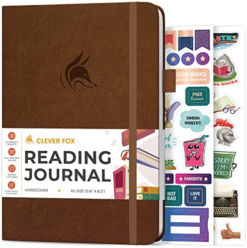 Clever Fox Reading Journal, Book Tracking Log, 14.6x21.3 Brown | Hardcover book review notebook, Tracker for kids, teens & adults, Reading accessories & gifts for book lovers & readers